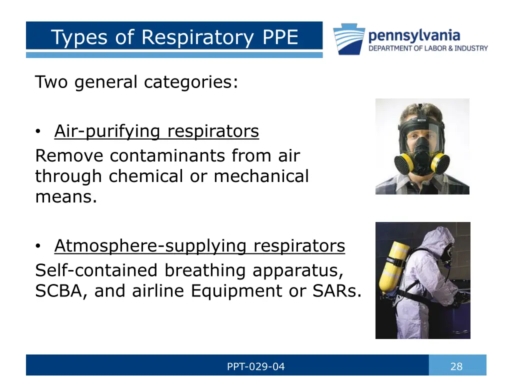 types of respiratory ppe