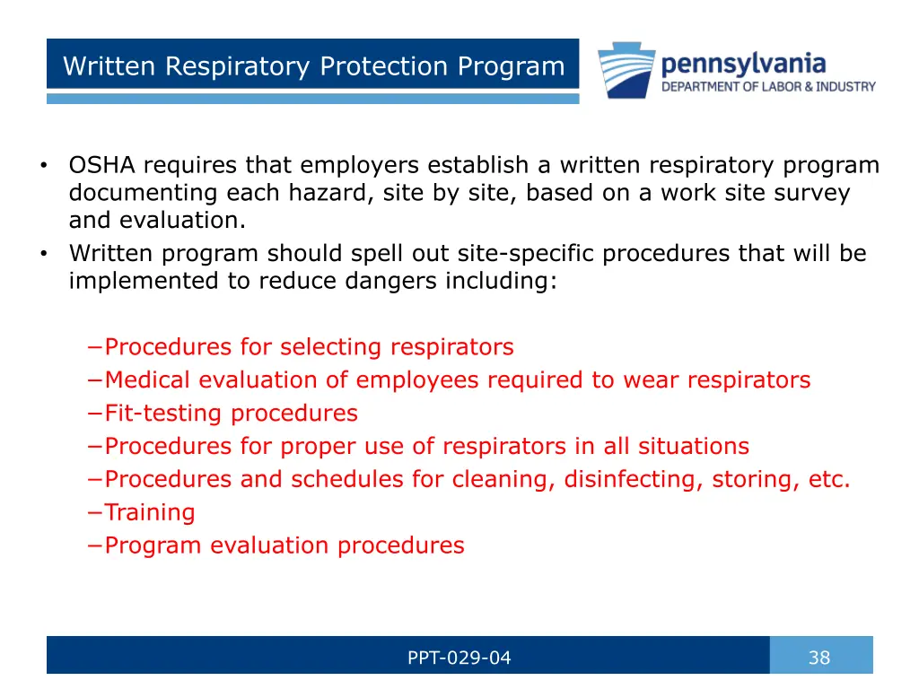 written respiratory protection program