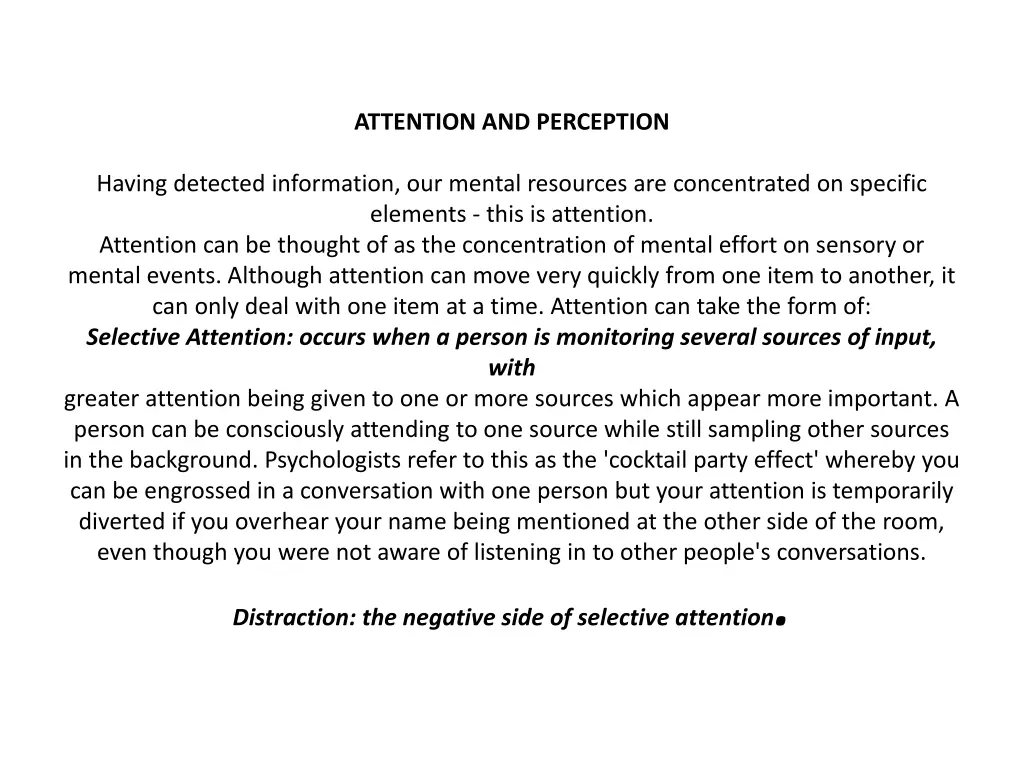 attention and perception