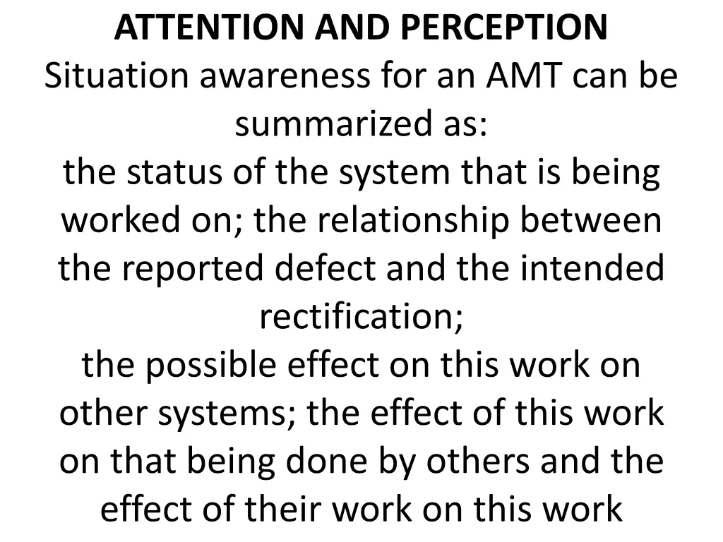 attention and perception situation awareness