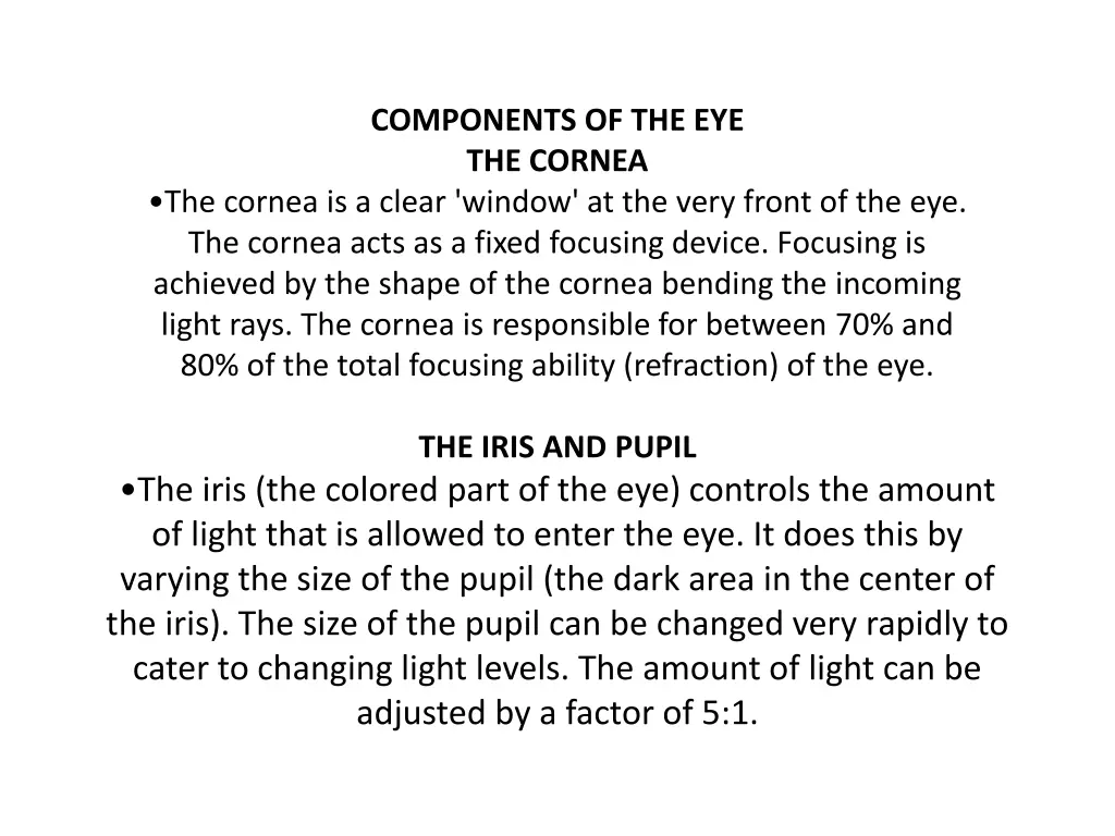 components of the eye the cornea