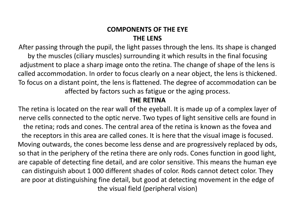 components of the eye the lens