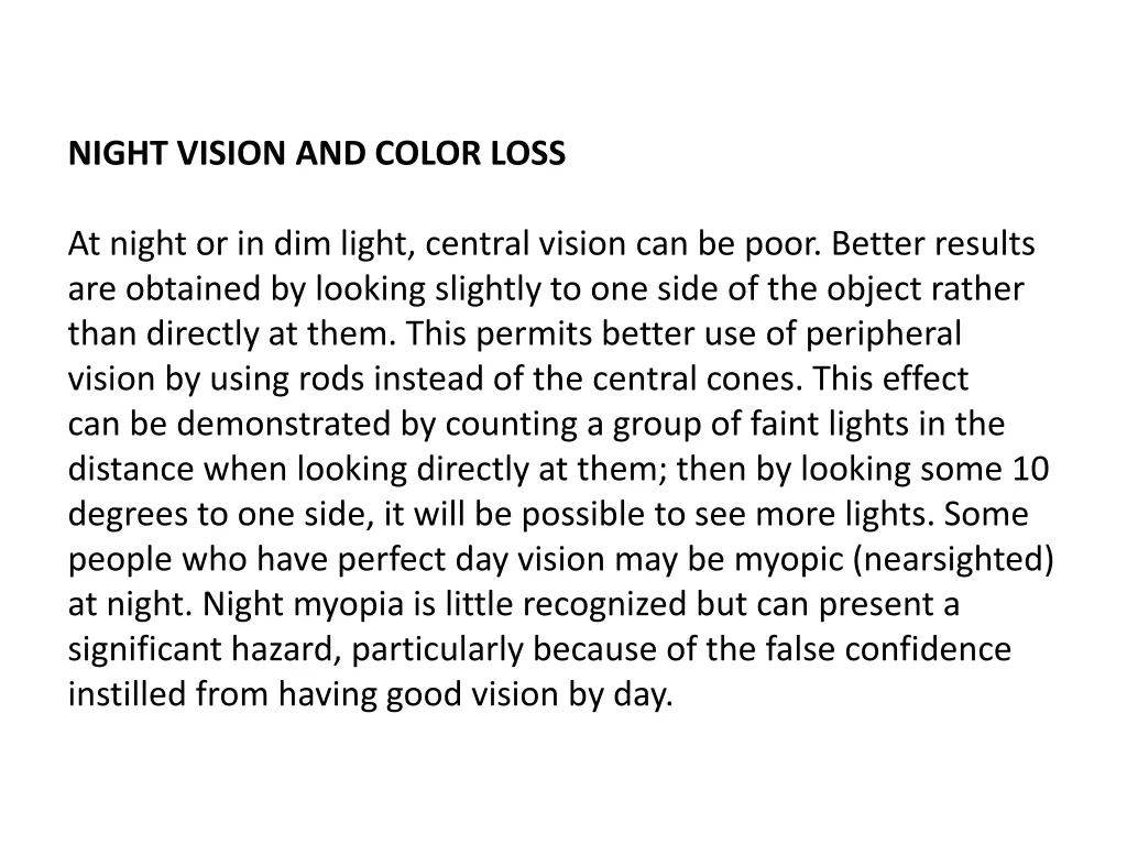 night vision and color loss