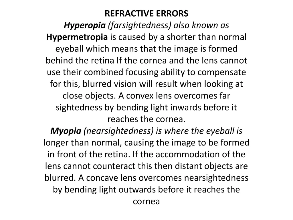 refractive errors hyperopia farsightedness also