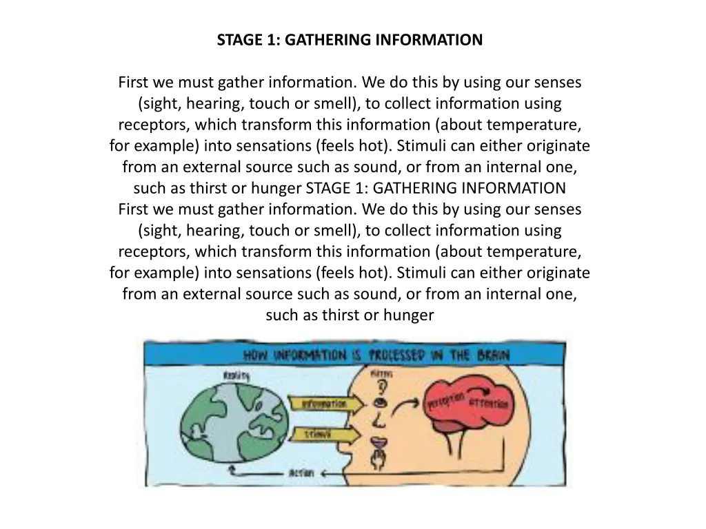 stage 1 gathering information