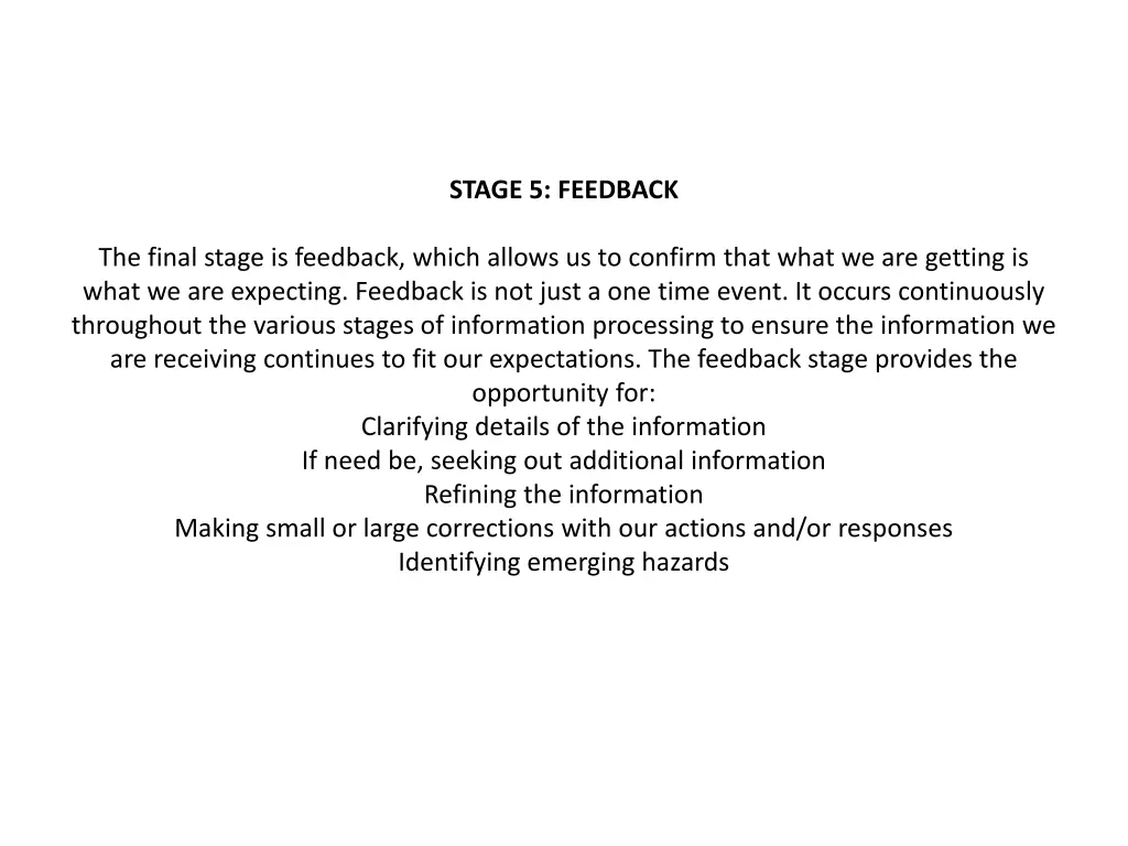 stage 5 feedback