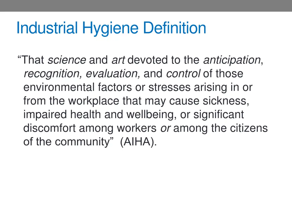 industrial hygiene definition