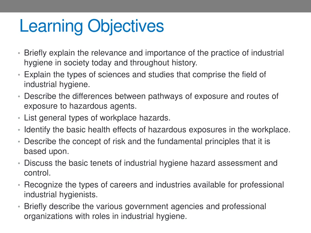 learning objectives