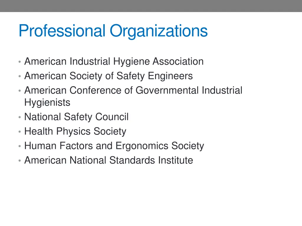 professional organizations