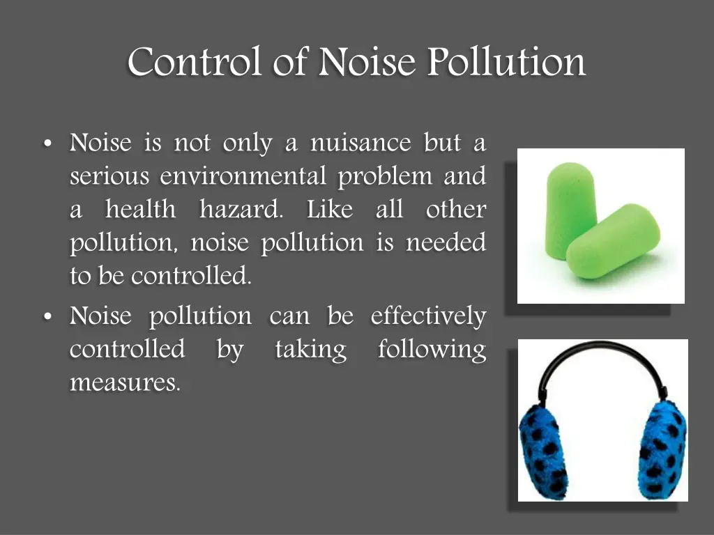 control of noise pollution