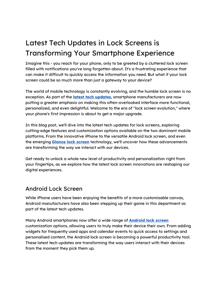 latest tech updates in lock screens