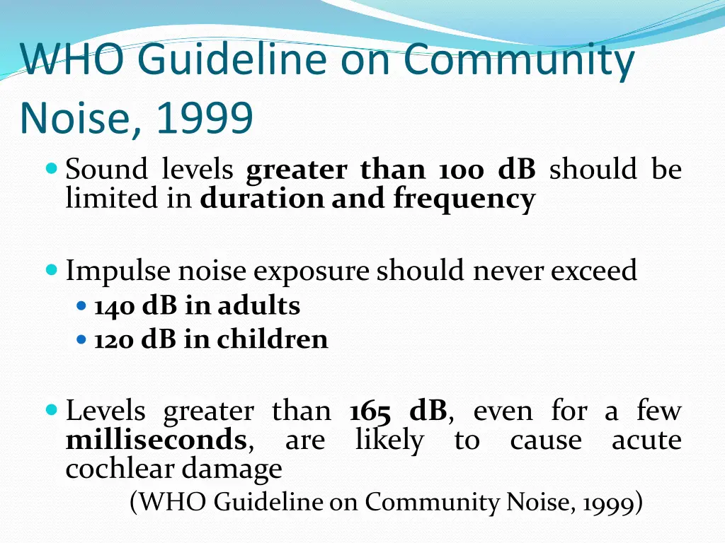 who guideline on community noise 1999 sound