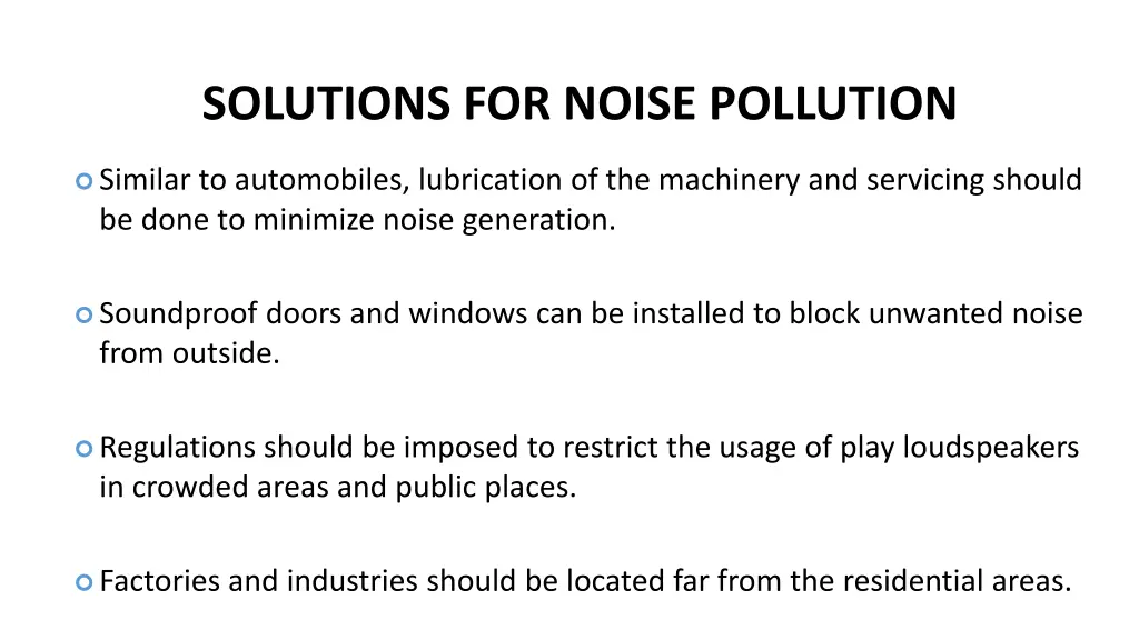 solutions for noise pollution