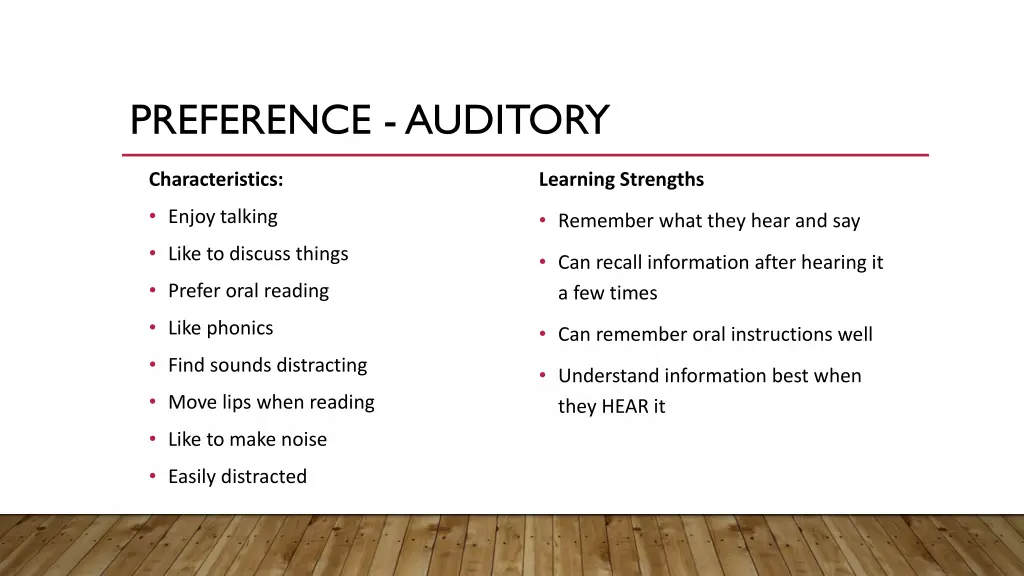 preference auditory