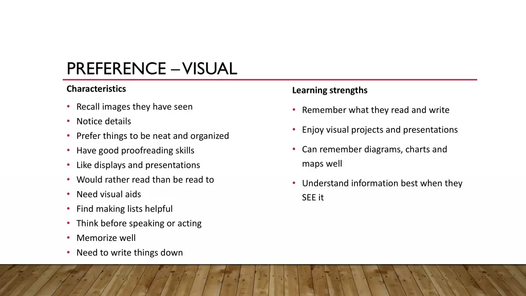 preference visual