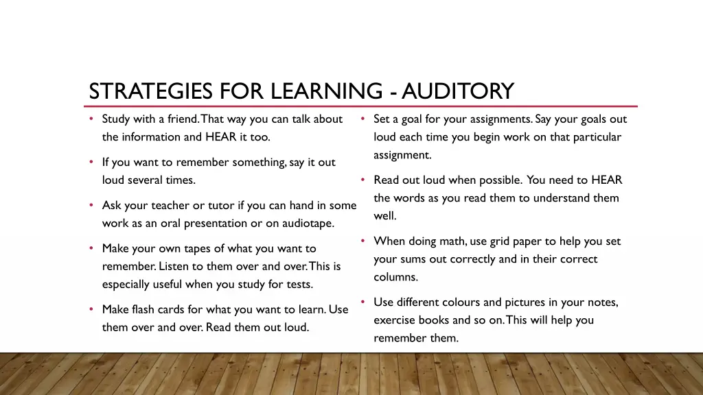 strategies for learning auditory