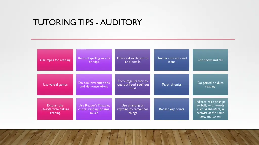 tutoring tips auditory