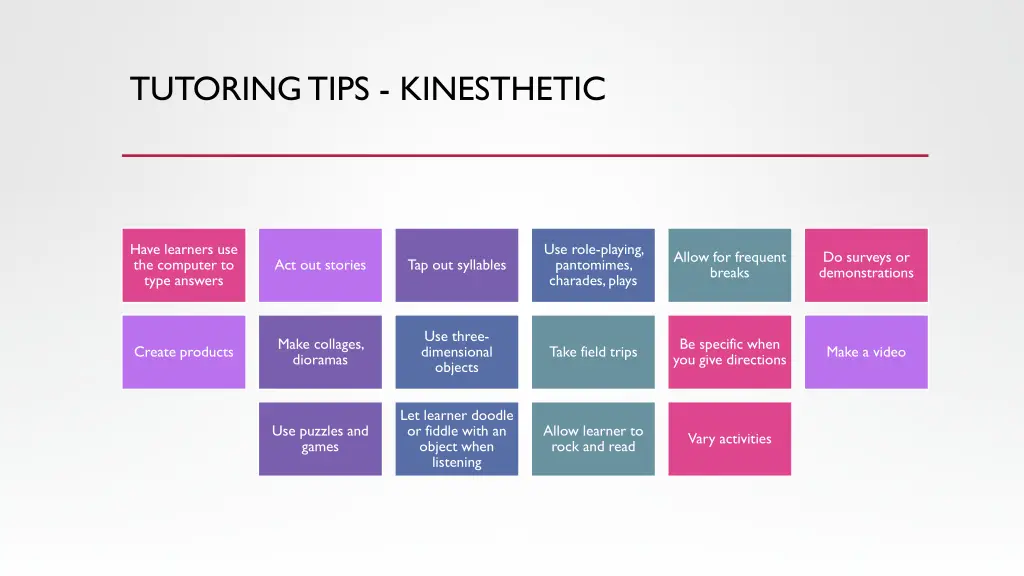 tutoring tips kinesthetic