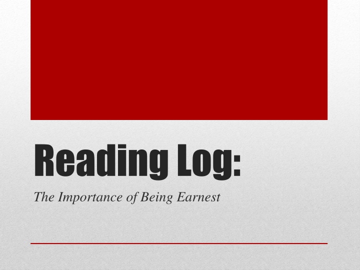 reading log the importance of being earnest