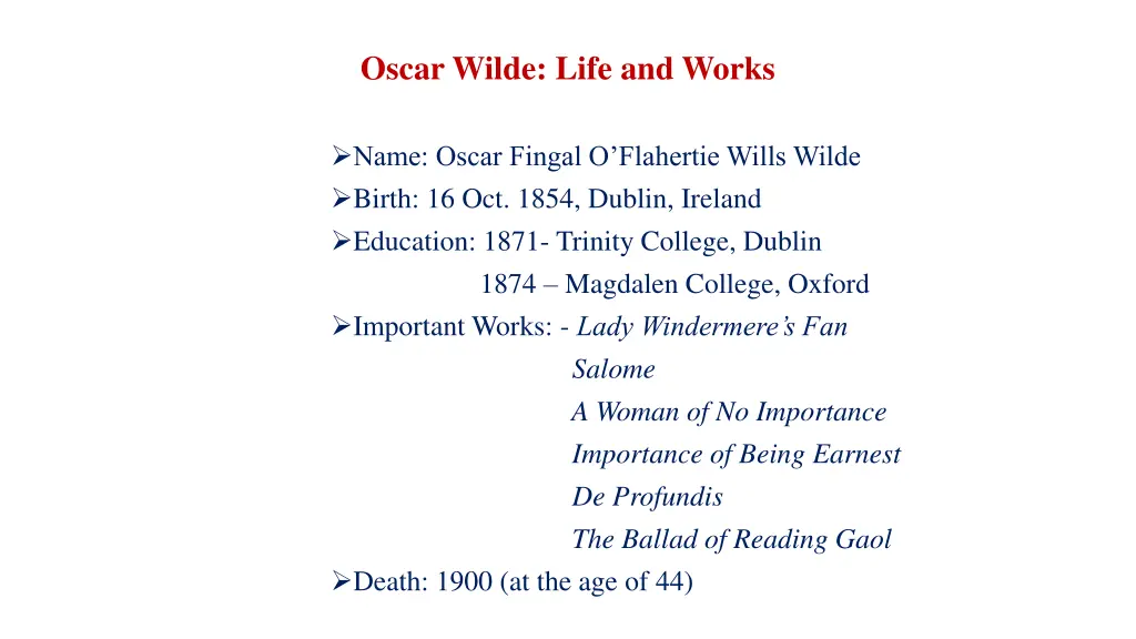 oscar wilde life and works