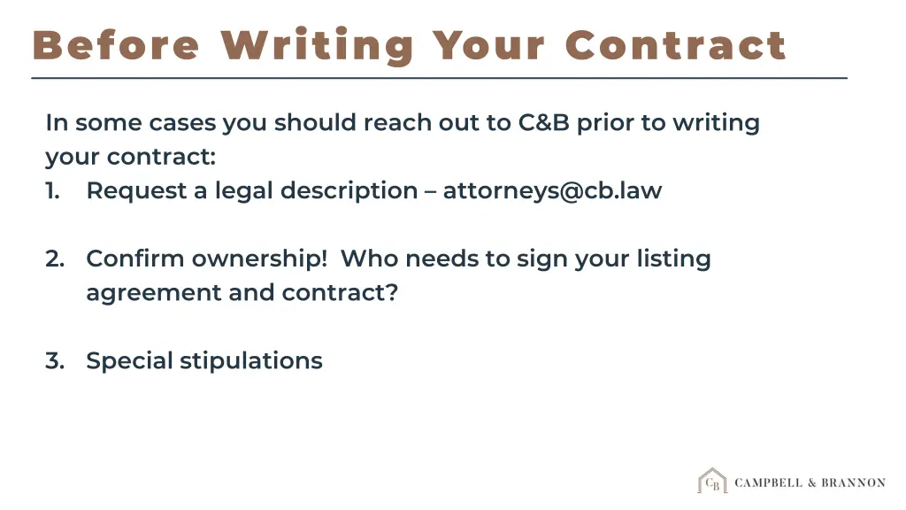 before writing your contract