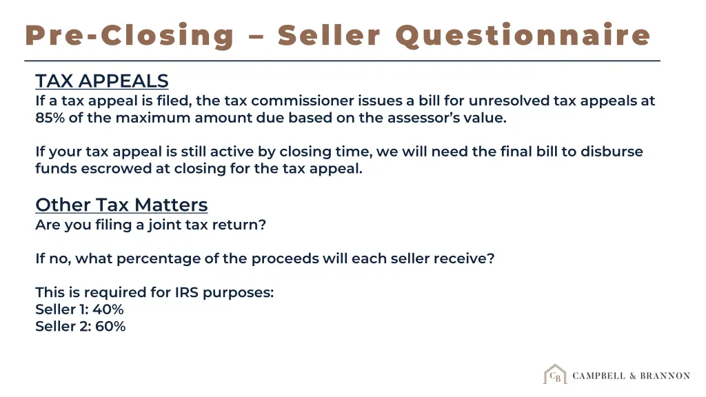 pre closing seller questionnaire 6