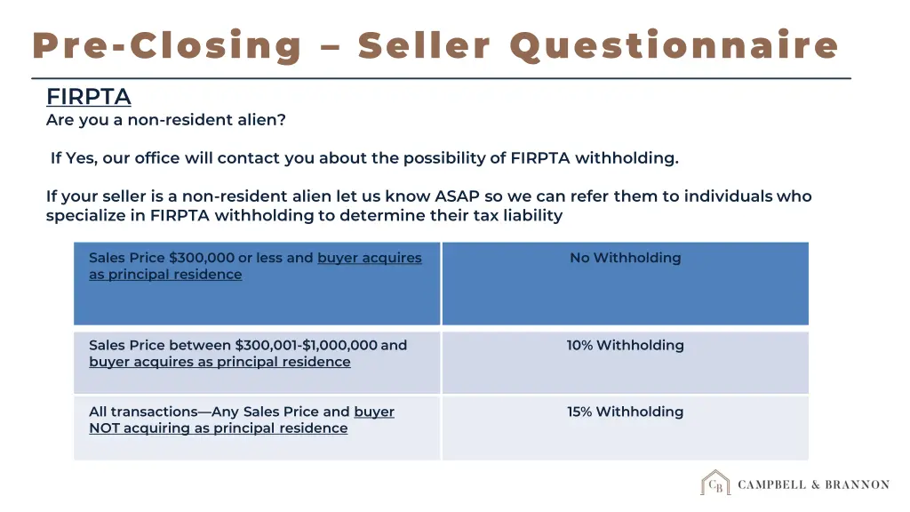 pre closing seller questionnaire 9