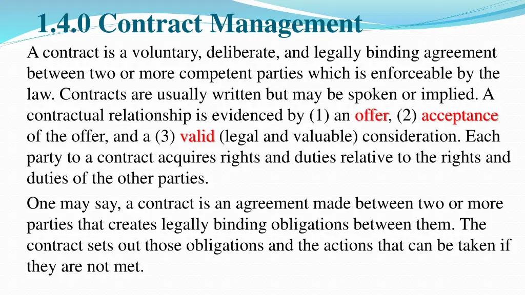 1 4 0 contract management a contract