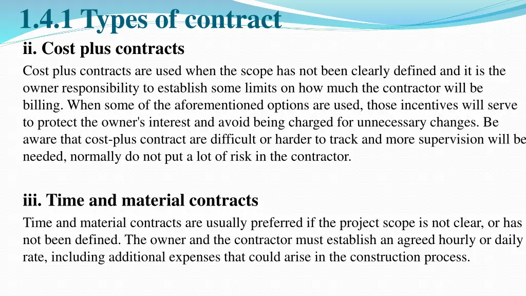 1 4 1 types of contract ii cost plus contracts 1