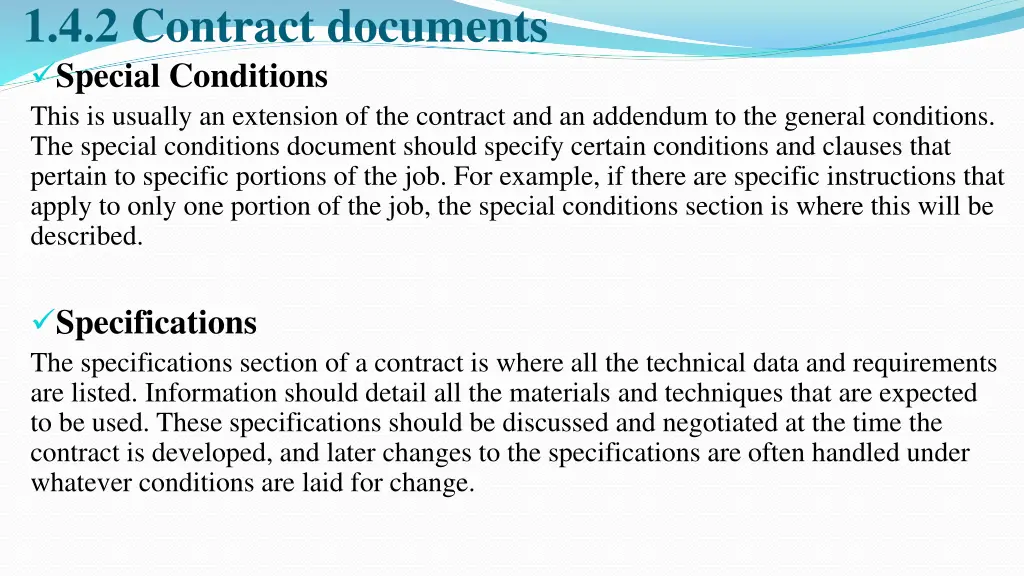 1 4 2 contract documents special conditions this