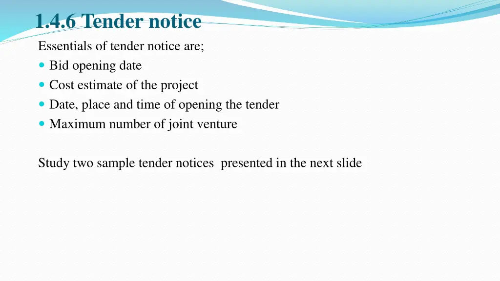 1 4 6 tender notice essentials of tender notice