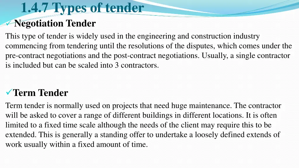 1 4 7 types of tender negotiation tender this