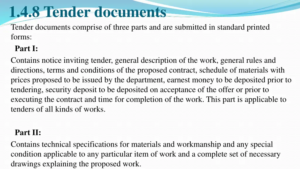 1 4 8 tender documents tender documents comprise