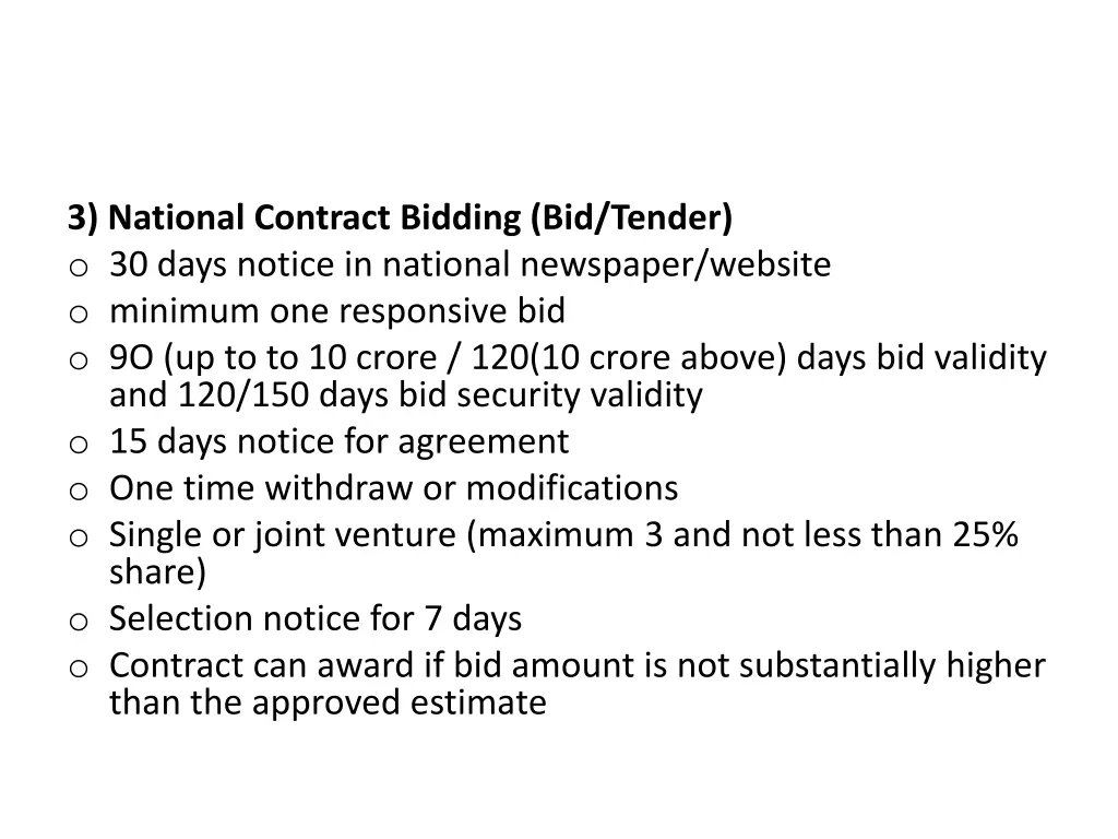 3 national contract bidding bid tender o 30 days