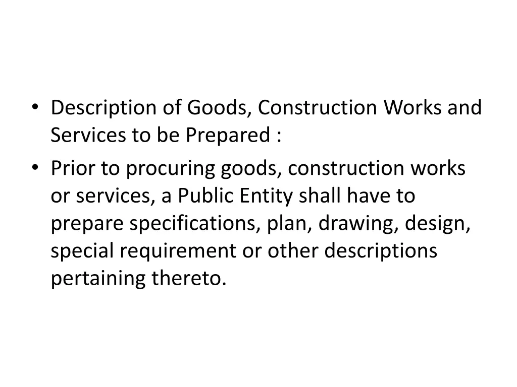 description of goods construction works