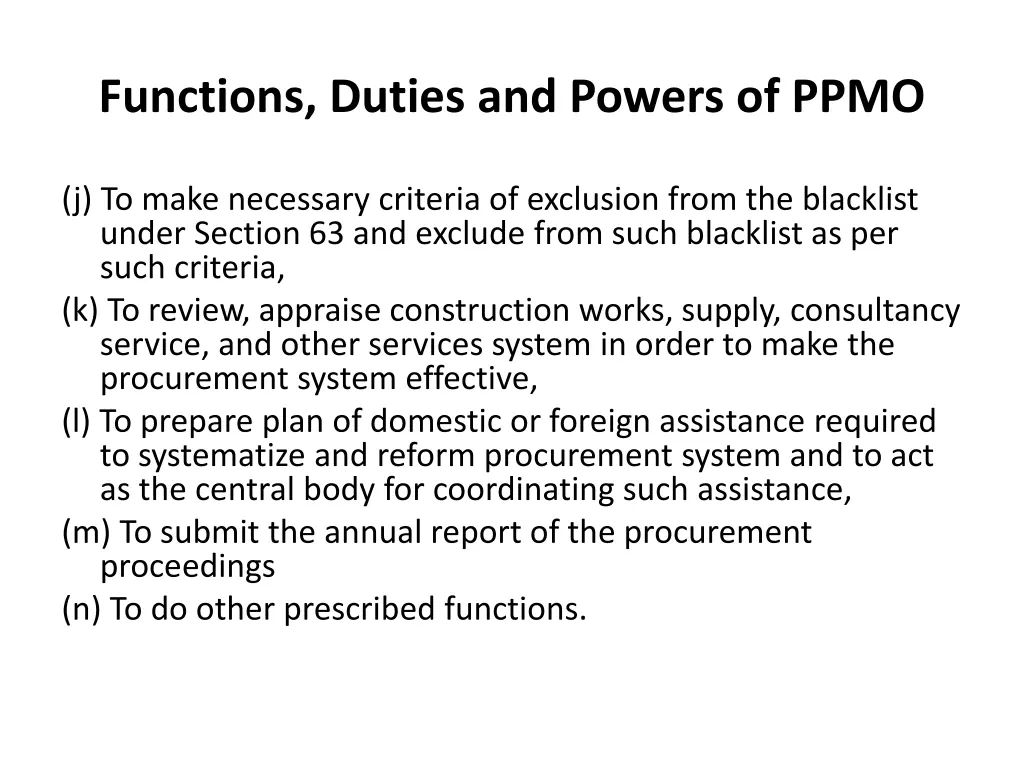 functions duties and powers of ppmo 1