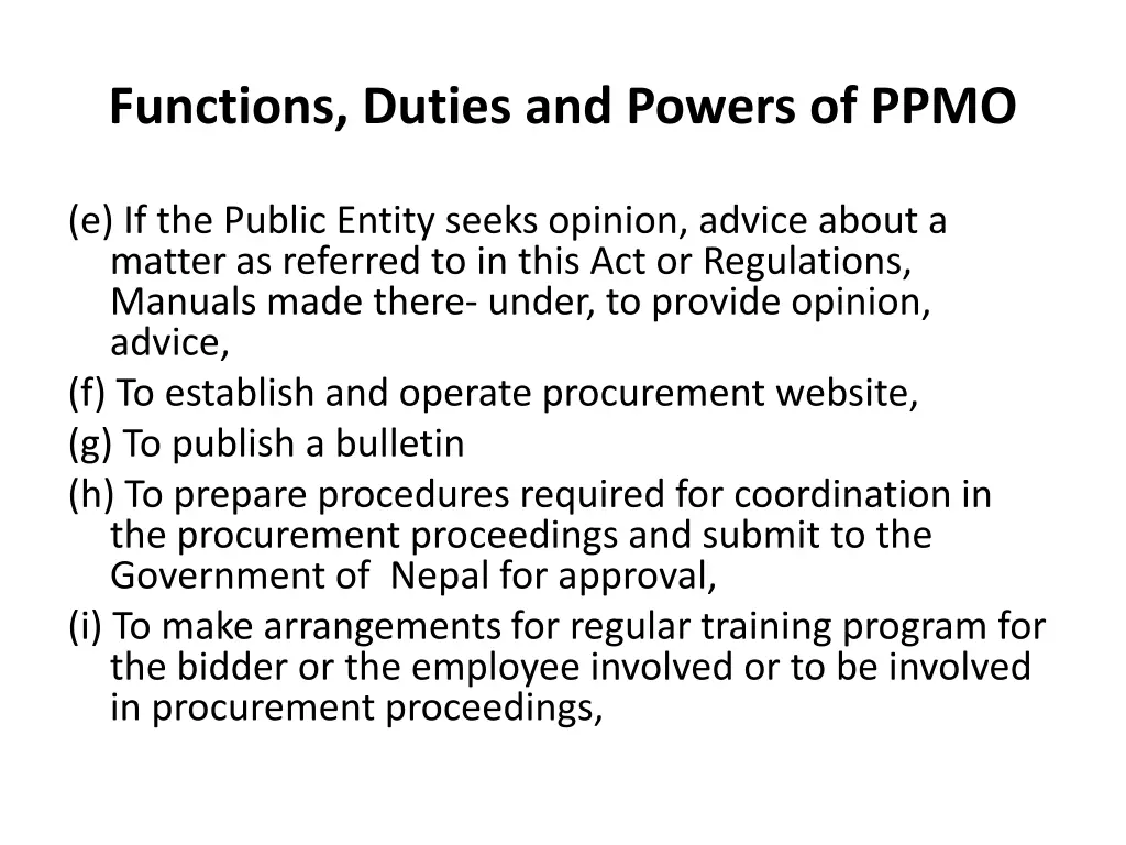 functions duties and powers of ppmo