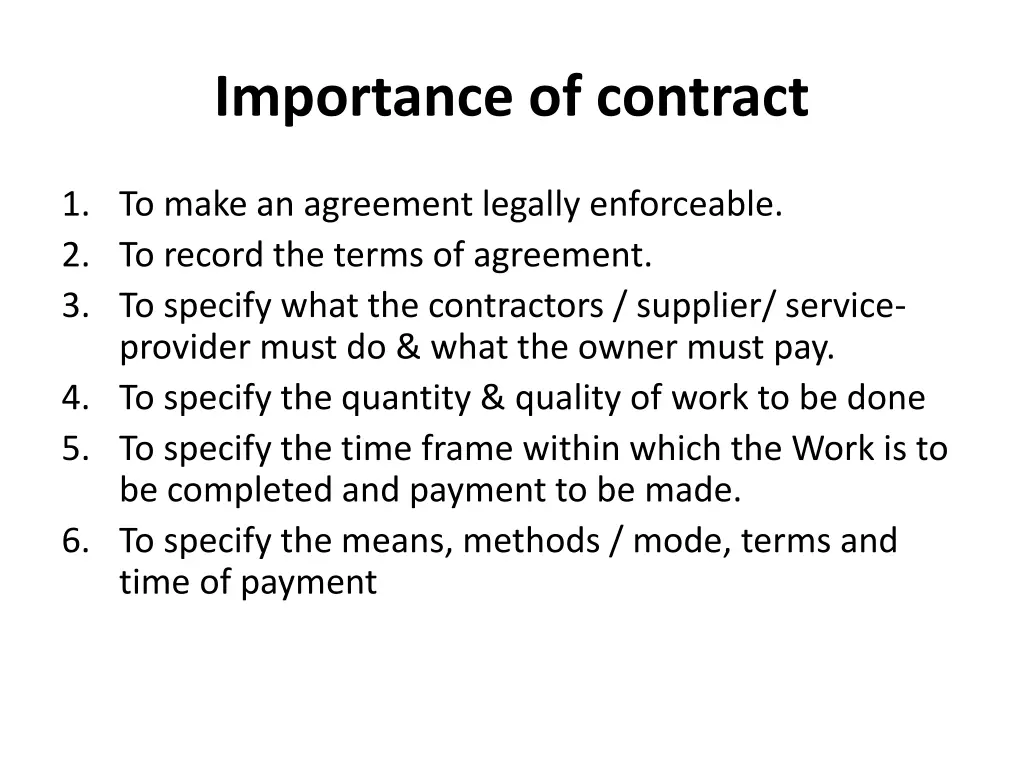 importance of contract