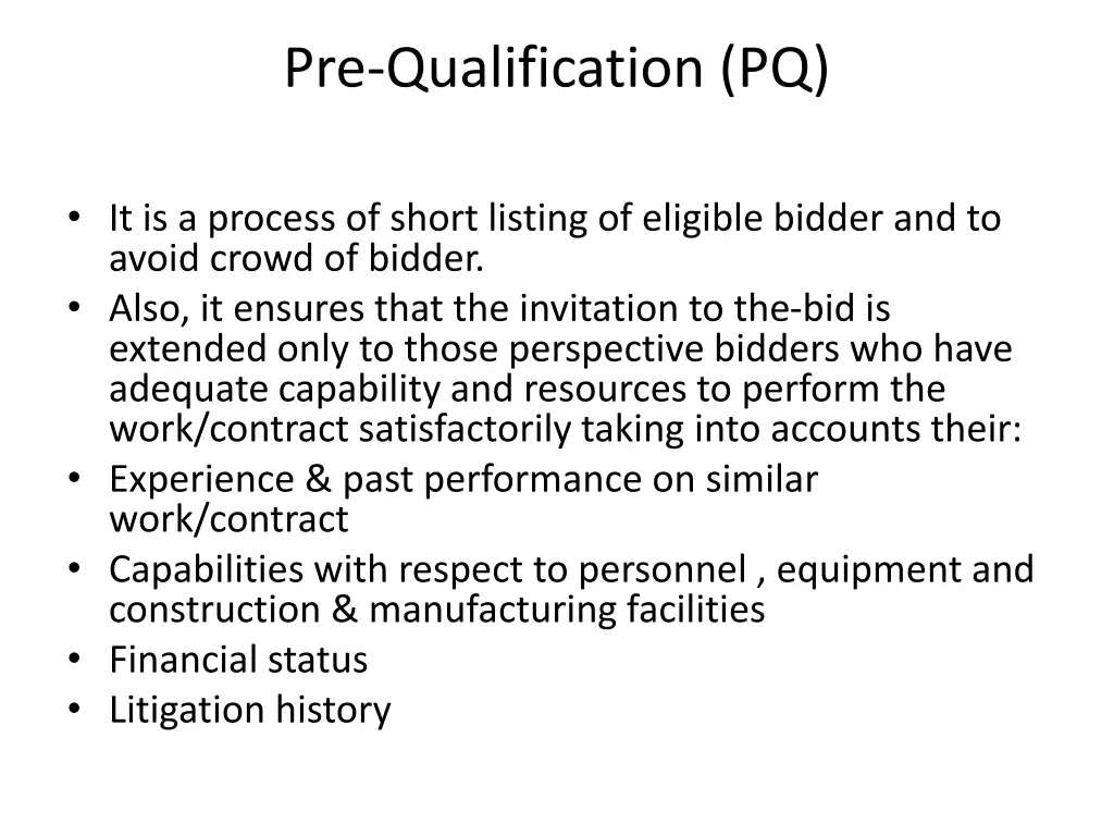 pre qualification pq