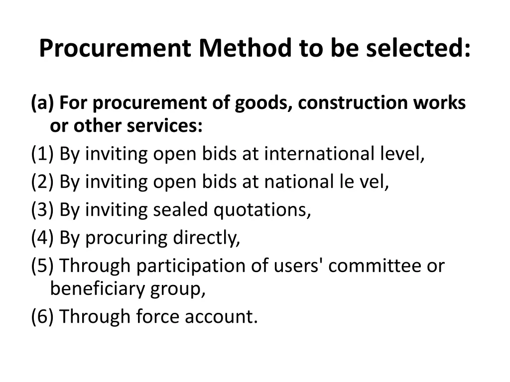 procurement method to be selected 1