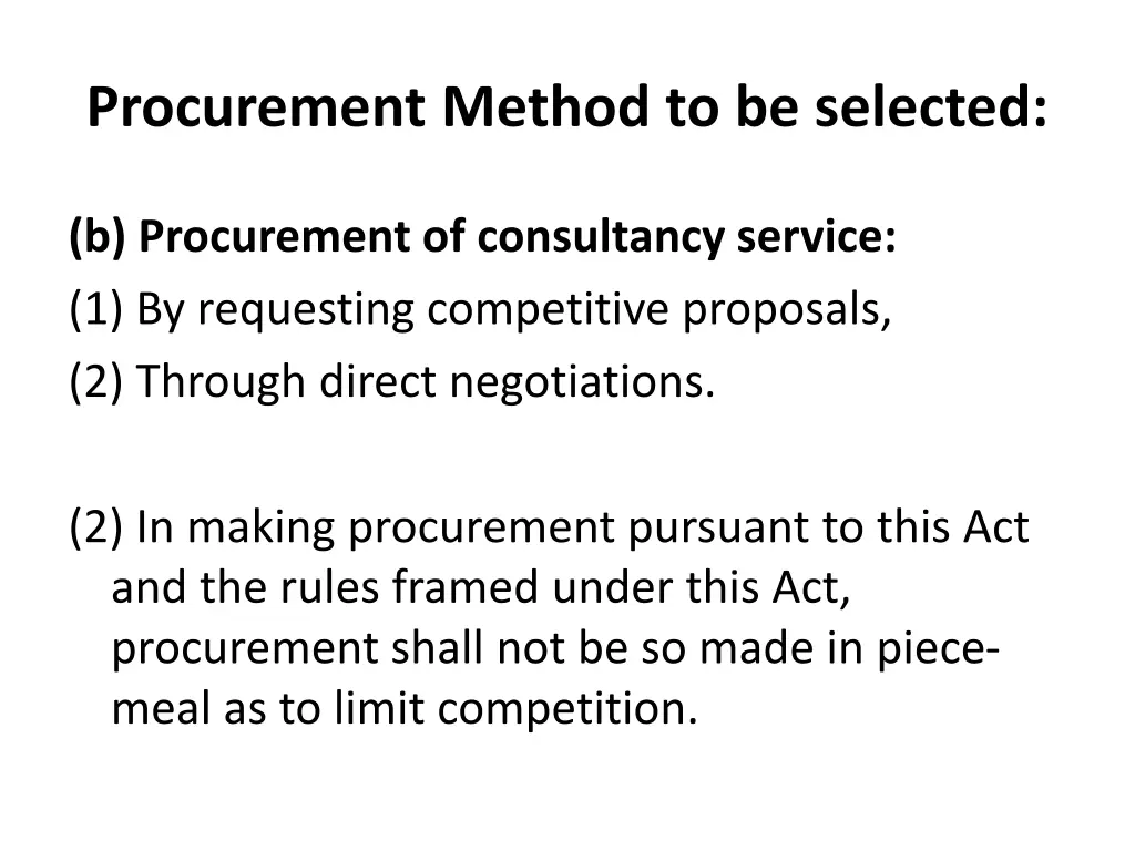 procurement method to be selected 2