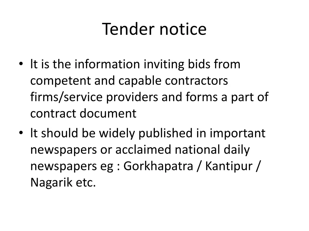 tender notice