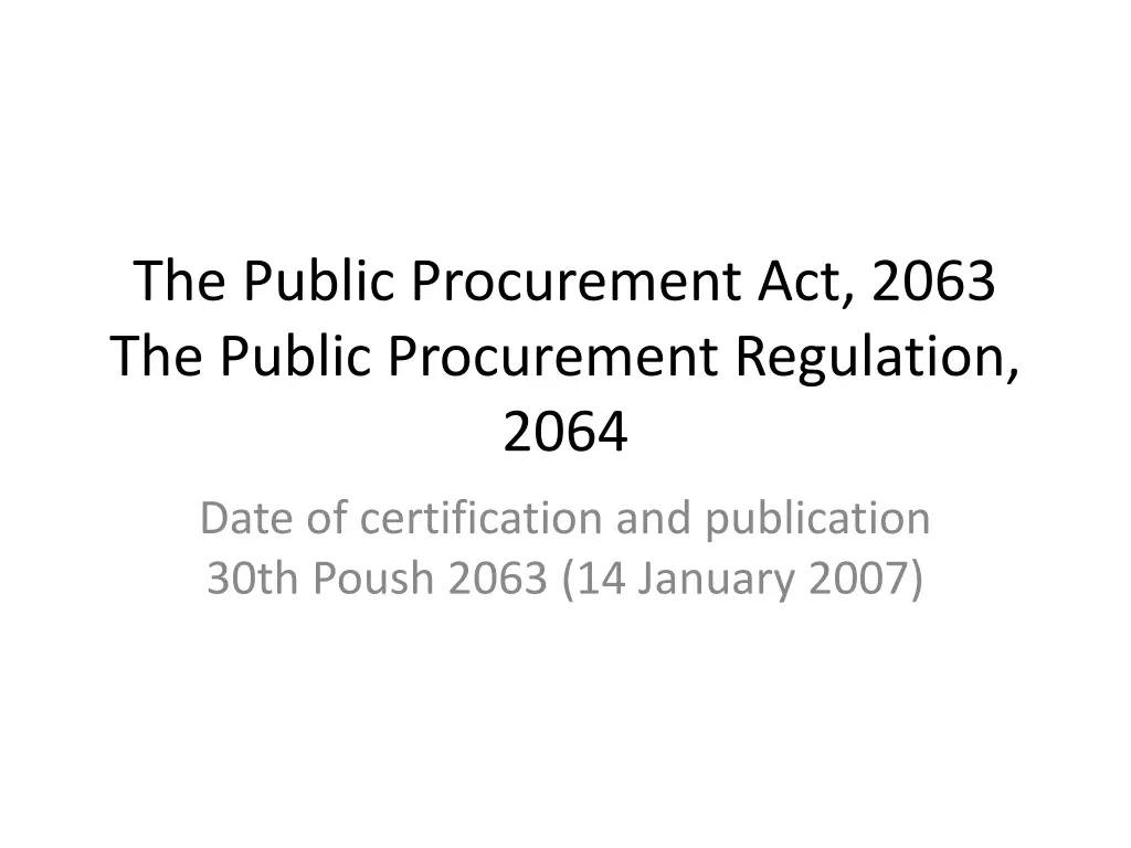 the public procurement act 2063 the public