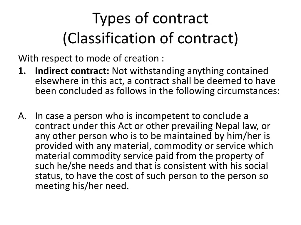 types of contract classification of contract