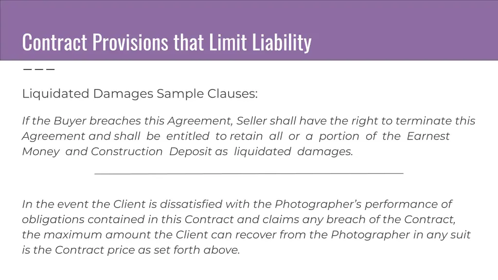 contract provisions that limit liability 1