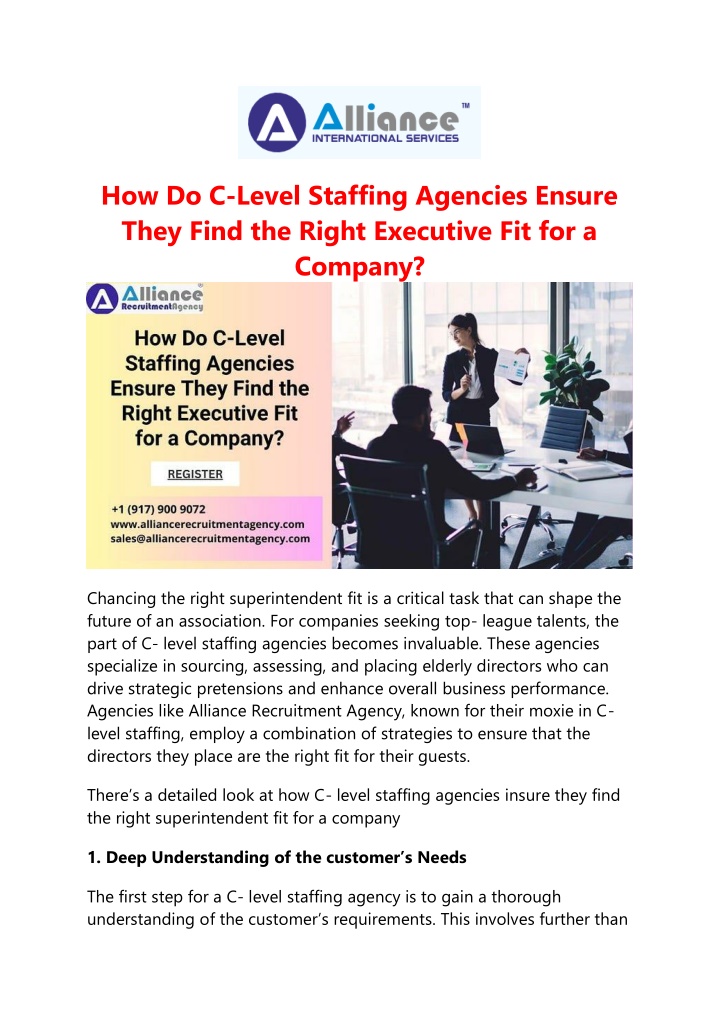 how do c level staffing agencies ensure they find