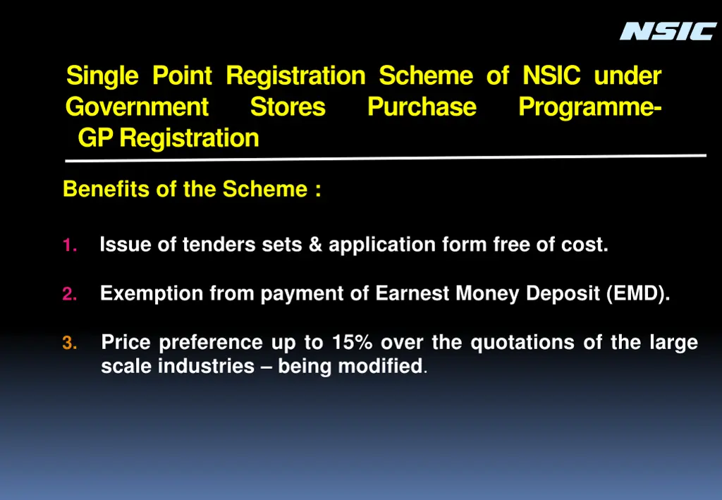 single point registration scheme of nsic under