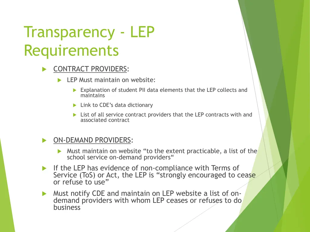 transparency lep requirements