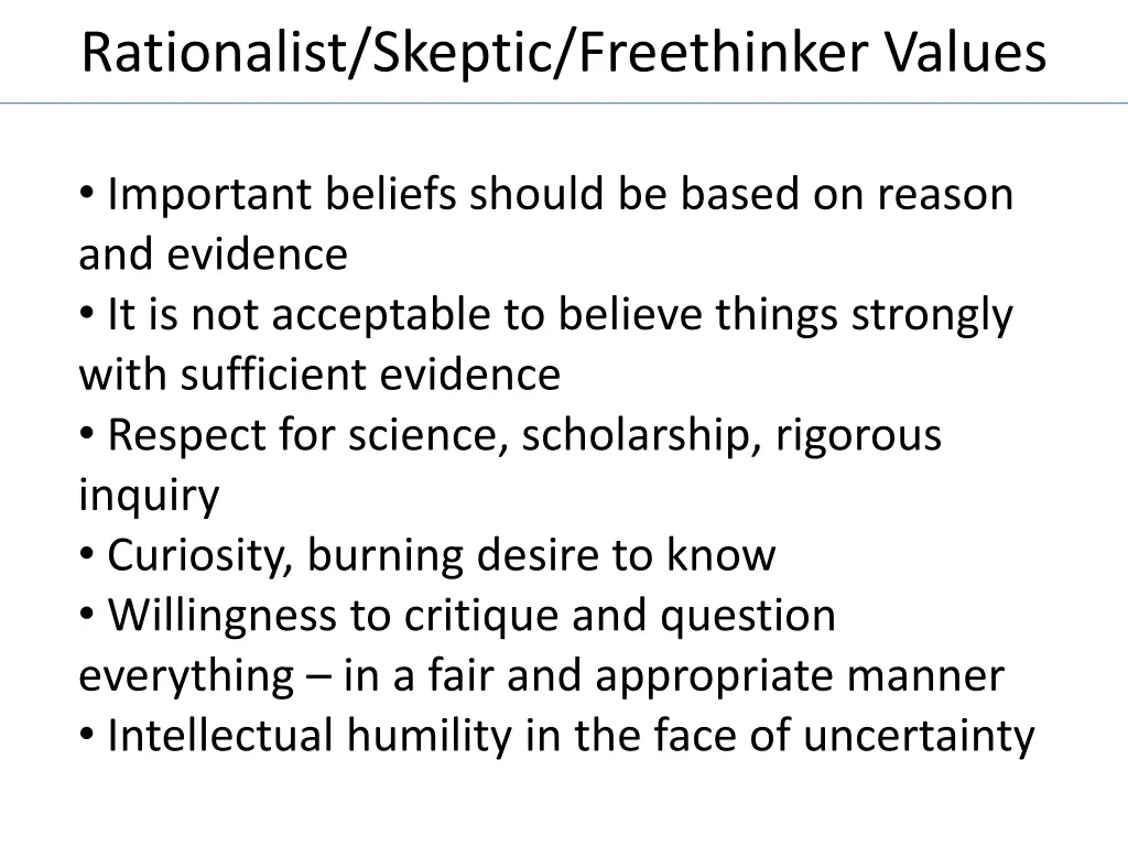 rationalist skeptic freethinker values