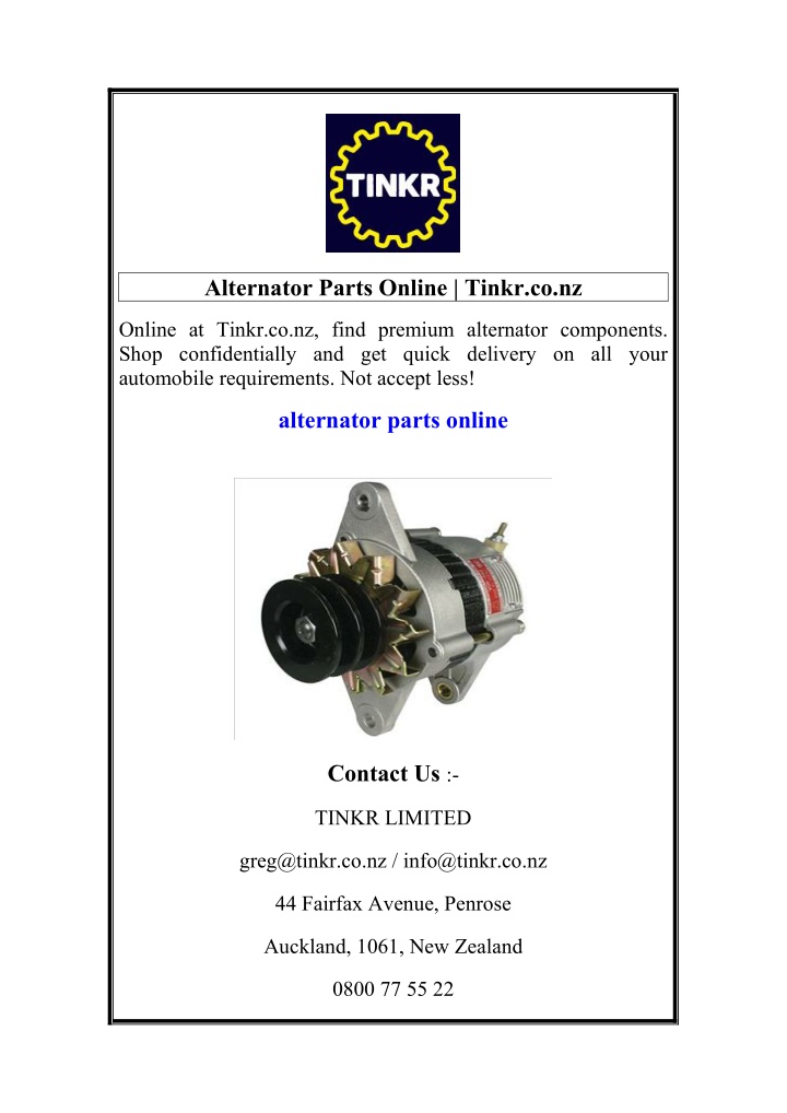 alternator parts online tinkr co nz